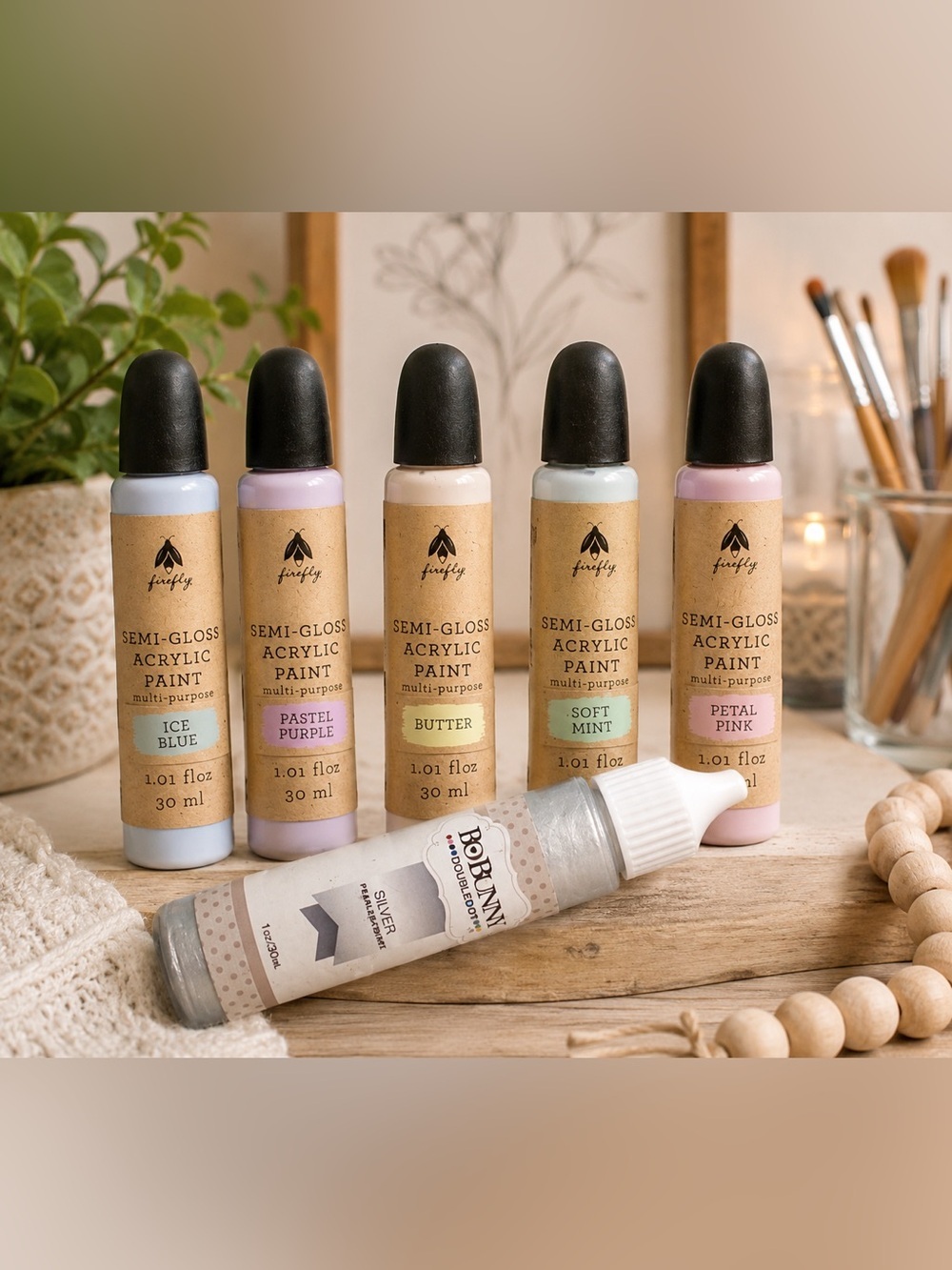 Firefly Acrylic Paint Bundle 6pc Pastel Craft Paint Set Mixed Colors